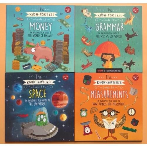 4book/set The Know Nonsense Guide To Money Space Measurement Grammar,English Interesting Science Books for Kids
