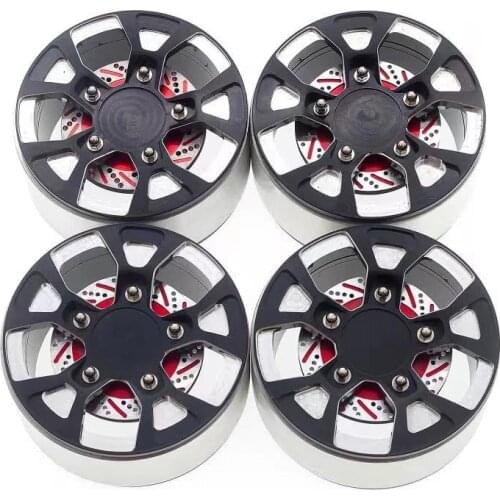 4PCS Metal 2.2 Beadlock Wheel Rims Hub with Brake Disc for 1/10 RC Crawler Car Axial SCX10 Wraith Capra Traxxas TRX4