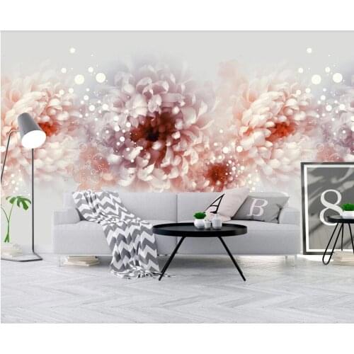 Customized large-scale 3D mural wallpaper modern simple aesthetic peony flower TV sofa background wall
