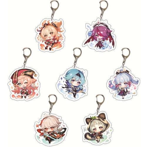 Cartoon Keychain Super Cute Anime Girls Cat Chocolat Vanilla Twin Sisters Acrylic Figures Pendant Key Ring Gift