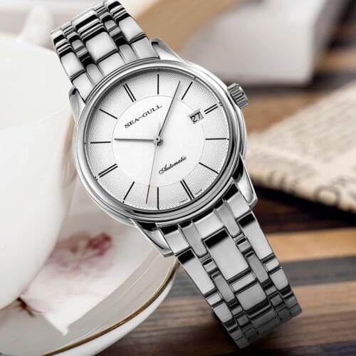 Seagull watch ladies automatic mechanical watch calendar 50 meters waterproof leather buckle sapphire ladies watch D816.405L