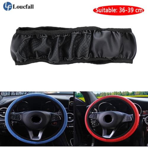 Car Steering Wheel Cover Skidproof Universal Embossing fiber Leather double round without inner ring elastic band cover new