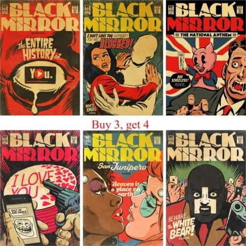 Black Mirror Comics Posters Wall Stickers Glossy Paper Home Livingroom Bedroom Decoration