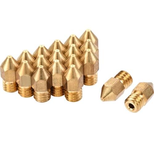 Uxcell 0.3mm 3D Printer Nozzle M6 Thread for MK8 1.75mm Extruder Print, Brass 18 Pcs