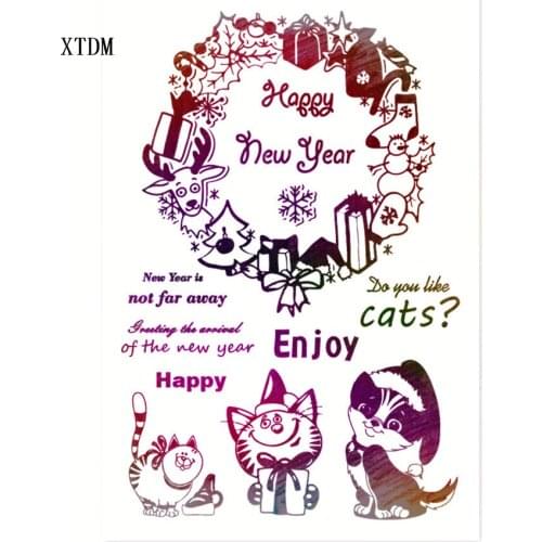 Hot sale New year cat Transparent Clear Stamps / Silicone Seals Roller Stamp for DIY scrapbooking photo album/Card Making
