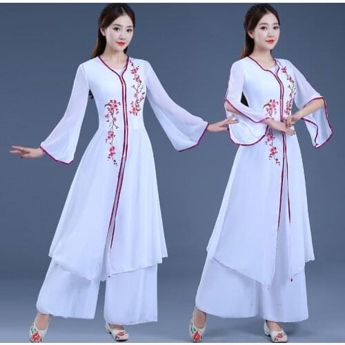 Chinese folk dance costumes classical fan stage wear national dance clothes ancient national dance of China costume FF1964