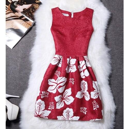 Red or black women Dresses Fashion Lady Women Summer Casual Sleeveless Evening Party Beach Dress Short Mini bubble Dress