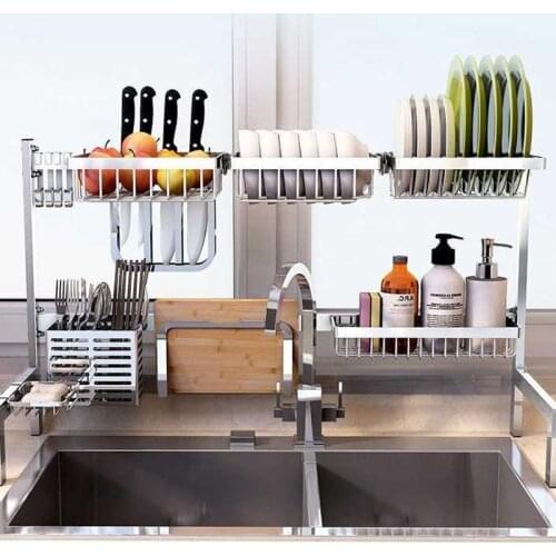 Kitchen Stainless Steel DIY Storage Rack Shelf Dish Rack Eco Friendly Multifunctional Drainage Kitchen Accessories Organizer