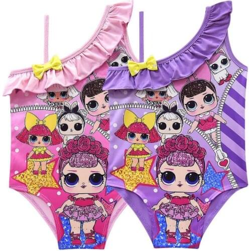 Girls swimsuit baby cartoon one-piece kids Surprise Doll infant swimwear 2019 Summer Bathing Suit Children Beachwear