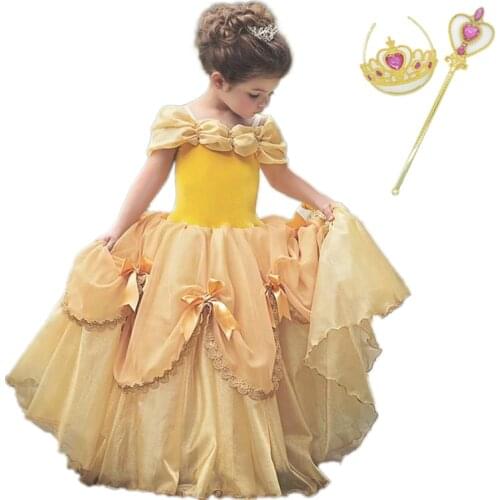 2021 Summer Princess Dress For Girls Elsa Role Play Costume Lace Layered Ball Gown Childrens Party Gown Cosplay Tulle Dress