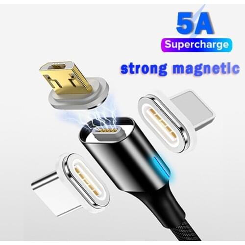 Led Light 5A Magnetic Usb Charging Cable Micro Usb Cord for Xiaomi A3 A2 Huawei P30 Mate 20 Pro Usbc Cabos Typec Usb Kabel Cabel
