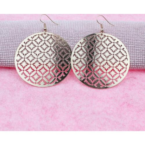 Aggerated Women Earrings Jewelry Big Circle-shaped hollow earrings Metal carved geometric earrings
