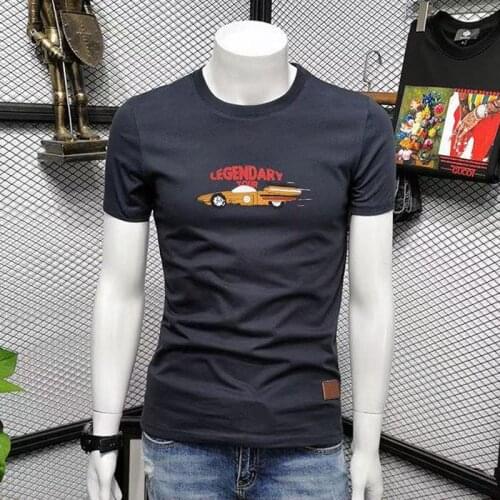 2021 Mens Silk Cotton Short Sleeve T-shirt Round Collar Trend Youth Breathable T-shirt Summer Leisure Short Tees