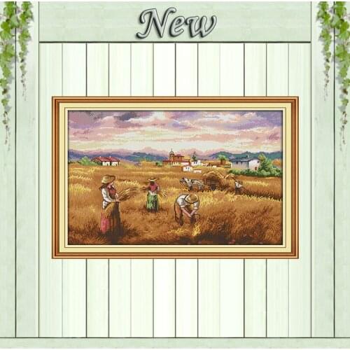 Autumn harvest scenery diy painting counted printed on canvas DMC 11CT 14CT kits chinese Cross Stitch embroidery needlework Sets