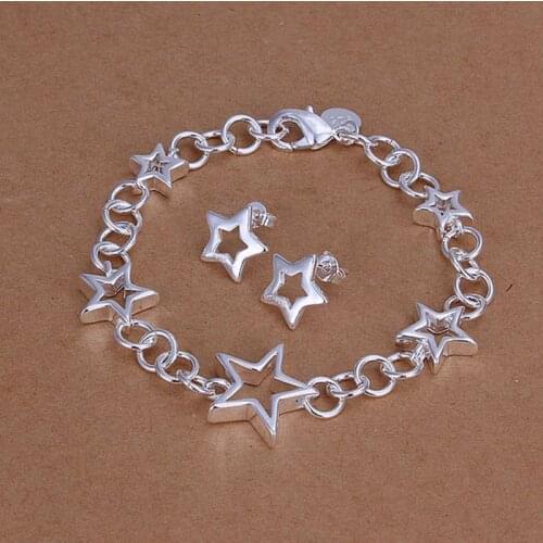 Sets Silver Plated Sets Silver Trendy Jewelry Sets Stars Jewelry Wholesale Free Shipping wiqu LS176