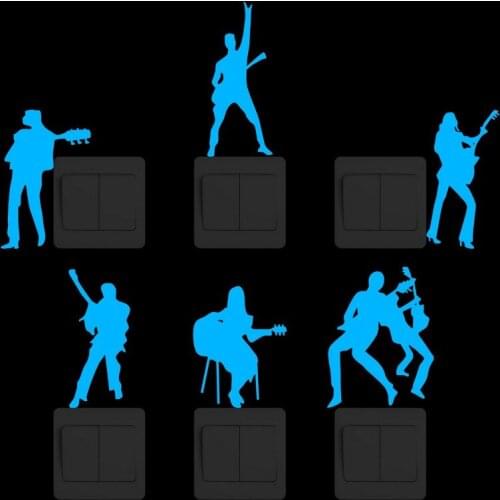 DIY Guitar Band Switch Sticker Glow in the Dark Music Wall Sticker Home Decor Luminous Sticker Kid Room Bedroom Decoration Decal