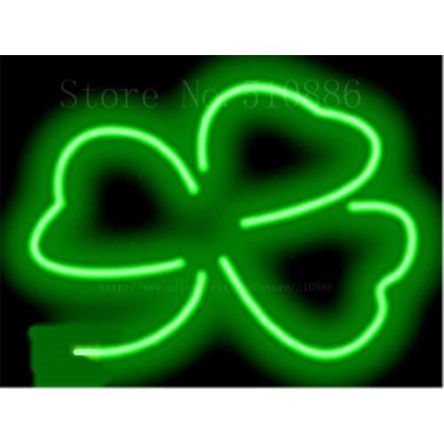 17*14" Clover NEON SIGN REAL GLASS BEER BAR PUB LIGHT SIGNS store display Restaurant Shop occasional home Advertising Lights