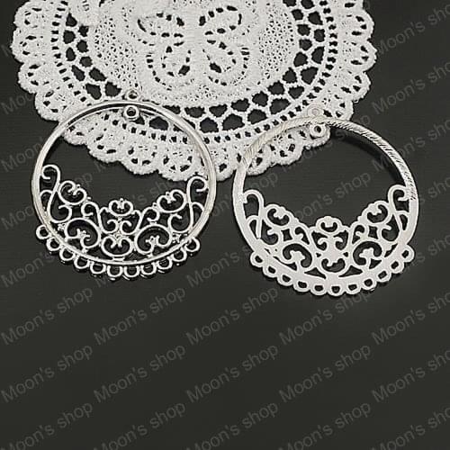 Wholesale 48*43mm Imitation Rhodium Round Multi Hanging Holes Alloy Diy Earrings Findings 10 pieces (JM2394)