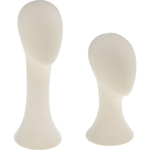 2pcs Freestanding Canvas Cork Head Wig Making Hat Cap Display 15" 20" Height