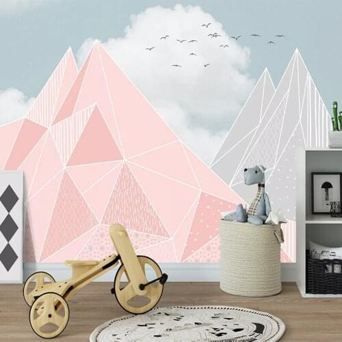 Custom 3D Photo Wallpaper For Kids Room Children Room Bedroom Pink Cartoon Hand Painted Background Non-woven Wallpaper Painting