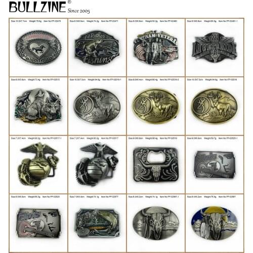 Bullzine Wholesale Zinc alloy retro Cowgirl Fishing Live to ride belt buckle Western Wolf Vietnam Veteran Bull head belt buckle