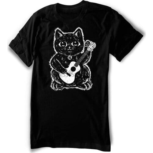 Lucky Cat Ukulele Shirt Maneki Neko Shirt cat shirt japanese cat guitar gift Men Women sizes Hand Screenprinted