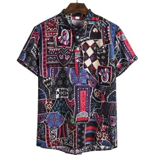 Summer Shirts For Men Short Sleeve Tops Clothes Hawaiian Beach Flower Shirt Men Fashion Casual Turtleneck Dress Shirt рубашка