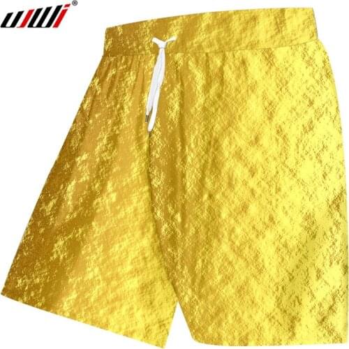 UJWI Hipster 3D Print Metallic Gold Shorts Men/women Hip-hop Streetwear Casual Shorts Print Trousers Clothes Dropshipping