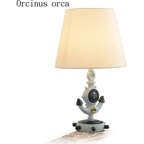 Mediterranean creative ship rudder table lamp child room boy bedroom bedside lamp cartoon simple boat table lamp