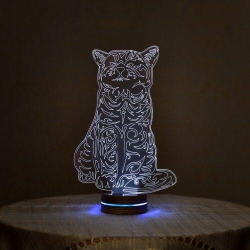 LED Lamp Creative 3D LED Night Lights Novelty Illusion Night Lamp 3D Illusion Table Lamp For Home Decorative Light Cat design