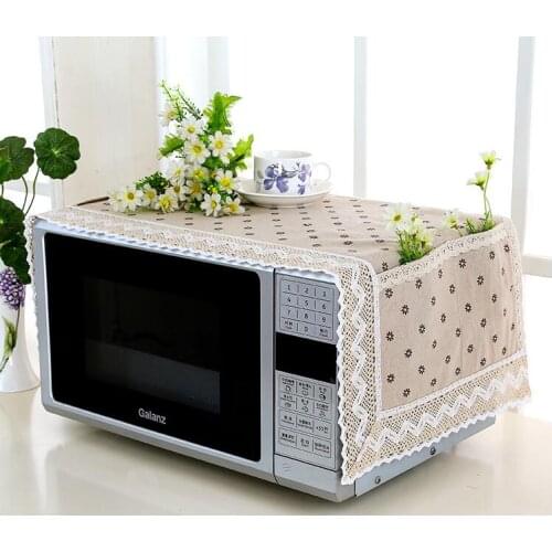 Superior Quality High quality cotton linen Dust Cover Microwave Cover Microwave Oven Hood Microwave Towel With Storage Bag