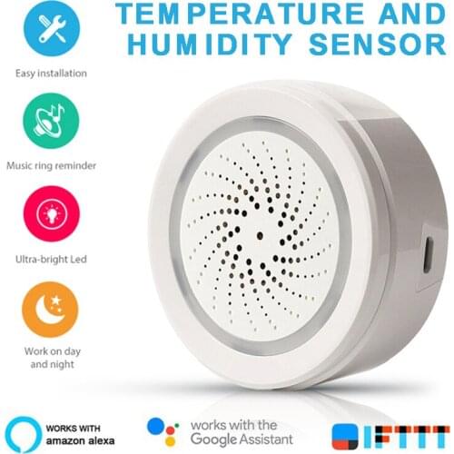 WiFi Siren Temperature Alarm Sensor WIFI Wireless Humidity Alarm Sensor Smart Eletronical Sensor For Alexa For Google Home