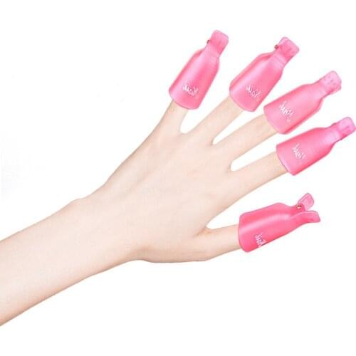 10PCS Nail Art Tips for Fingers Nail Polish Remover Nail Tool Plastic Nail Art Soak Off Cap Clip UV Gel Polish Remover Wrap Tool
