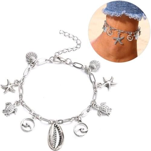 Womens Anklet 1pc Fashion Beach Bohemian Style Starfish Shell Decor Foot Jewelry Beach Anklet Jewelry Accessories For Beach