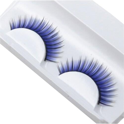 1 Pairs Blue Exaggerated Fashion Nightclub Makeup Fake Eyelashes False Eyelashes