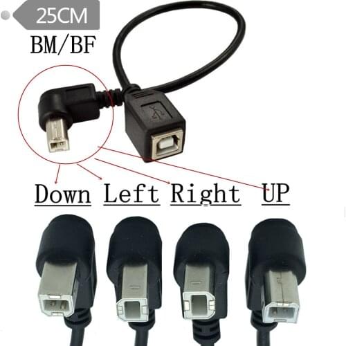 1PCS Right Angle USB Type B male to USB B female Printer new Extension Sync Cable Cord 0.25M