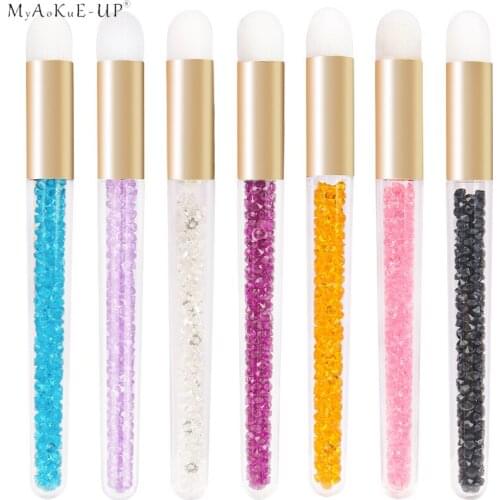 1Pcs Eyelashes Extension Cleaning Brushes Crystal Beads Handle Soft Fiber Blackhead Nose Brushes Eyebrow Remover Makeup Tools