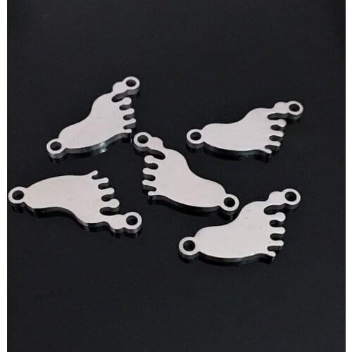 10pcs Baby Foot Stainless Steel Charm New Stainless Steel Jewelry Accessory Pendant for DIY Jewelry Making