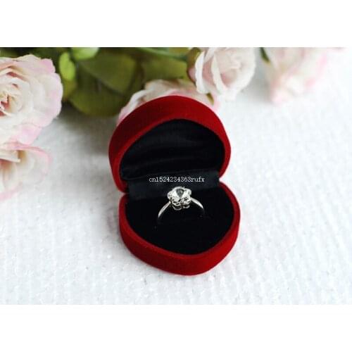 200pcs Red Heart Shaped Ring Boxes Carrying Holders Foldable Case Display Durable Jewelry Box Packaging Gift Boxes