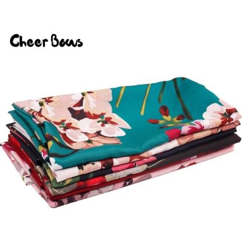 45*150CM Vintage Fabrics Soft Polyester Flowers Pattern Fabric For DIY Shawl Bandana Headband Clothes Patchwork Sewing Materials