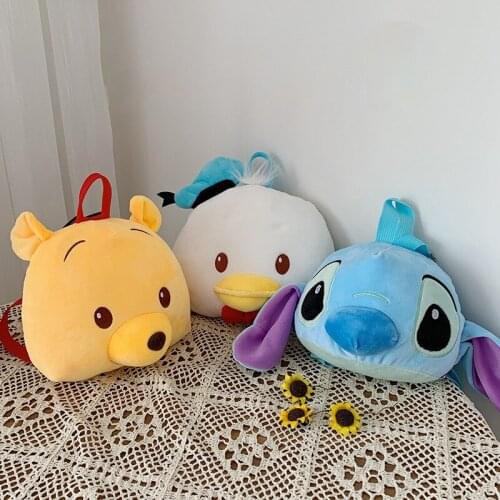 Anime Pooh Bear Plush Toy Shoulder Bag Cute Bear Girl Coin Purse Light Carrying Children Backpack Student School Bag