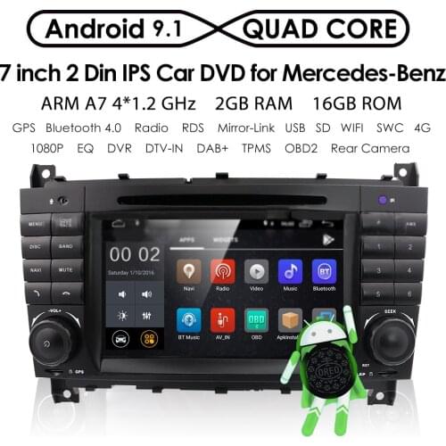 IPS DSP 2 Din Android 10 Car Auto Radio GPS for Mercedes Benz W203 2004-2007 CLC W203 2008-2010 7 Inch Navigation RDS TPMS DVR