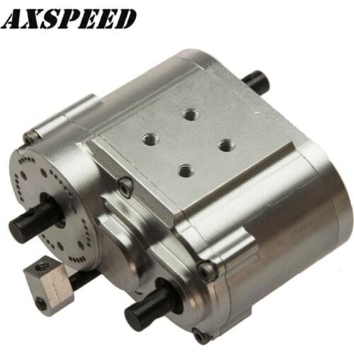 AXSPEED RC Car 2 Speed Transfer Case Metal CNC Gearbox 46x53x32mm for 1:10 RC Crawler Axial SCX10 D90 Upgrade Parts