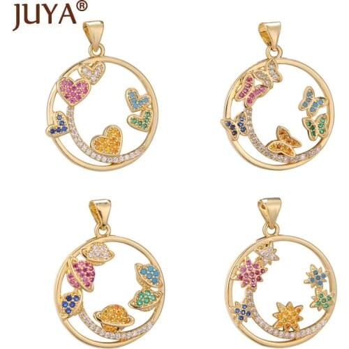 Hollow Colorful Rhinestone Charms Pendant Fashion Cubic Zirconia Charms For Jewelry Making DIY Necklace Supplies