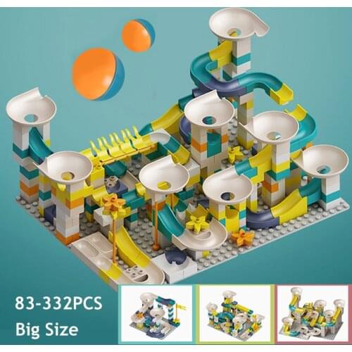 Big Size Marble Race Run Ball Maze Track Building Blocks Plastic Funnel Slide Assemble Bricks Blocks Toys for Children Gifts