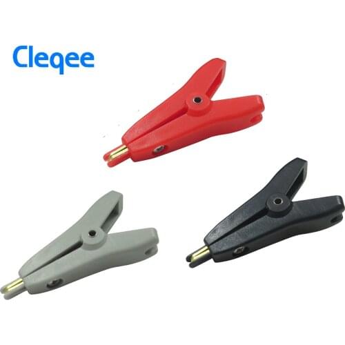 Cleqee 3pcs P2005 50mm 10A Alligator Kelvin Clamps Copper Gold Plated Crocodile Clips