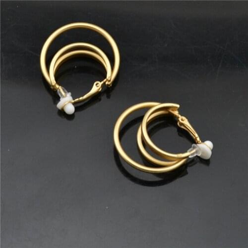 Clipped on the ears Non pierced Earrings for women Small circle Matt Round Fashion Jewelry Temperament Elegant Ladies Earrings