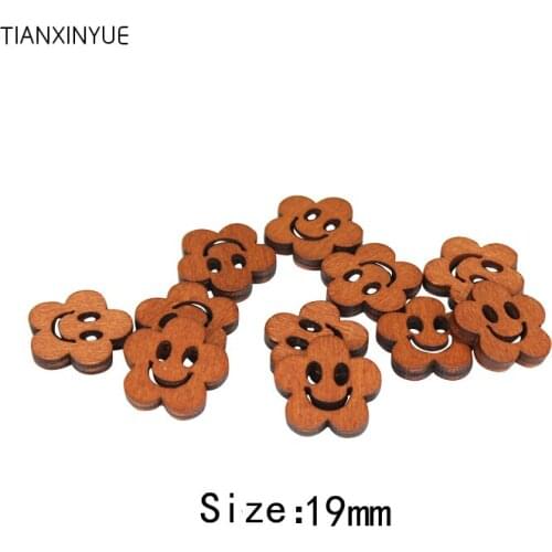 TIANXINYUE Face smile Button Scrapbooking Random color Two Holes wooden Buttons,DIY Clothing Accessories