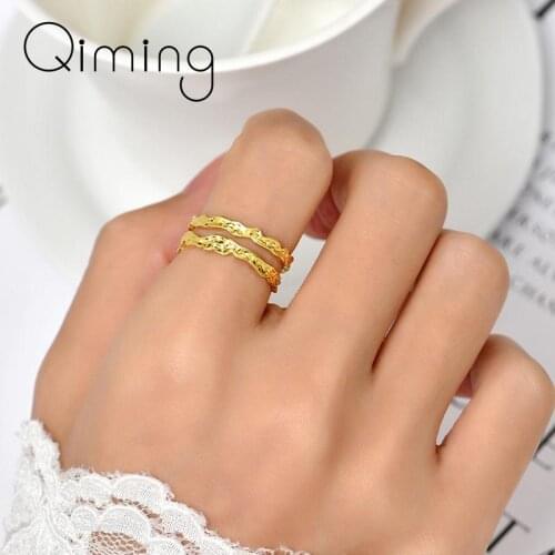 Geometric Simple Double Line Adjustable Open Rings Fashion Everyday Jewelry Minimalist Korean Stackable Ring Gift