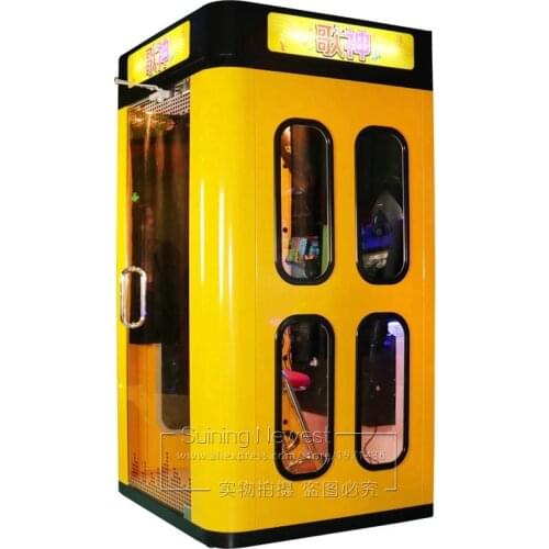 Game Hall Yellow Soundproof Music House Box Practice Song Singing Room Mini Karaoke KTV Booth Amusement Arcade Machine